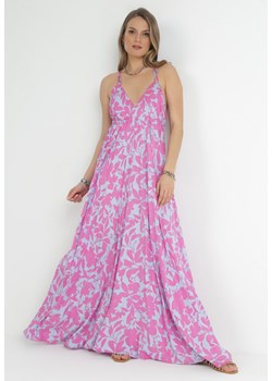 Fioletowa Rozkloszowana Sukienka Maxi z Odkrytymi Plecami z Wiskozy Olythy ze sklepu Born2be Odzież w kategorii Sukienki - zdjęcie 153195377