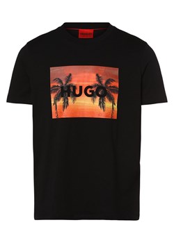 HUGO T-shirt męski Mężczyźni Bawełna czarny nadruk ze sklepu vangraaf w kategorii T-shirty męskie - zdjęcie 153200975