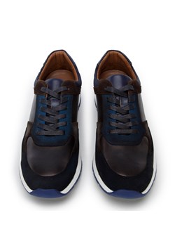 Męskie sneakersy z dwóch rodzajów skór cieniowane granatowo-brązowe ze sklepu WITTCHEN w kategorii Buty eleganckie męskie - zdjęcie 153231975