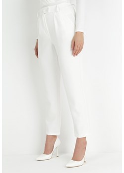 Białe Spodnie Cygaretki z Wysokim Stanem i Gumką w Pasie Elexis ze sklepu Born2be Odzież w kategorii Spodnie damskie - zdjęcie 153232208