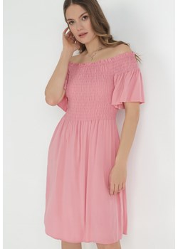 Różowa Sukienka Hiszpanka z Wiskozy Rallu ze sklepu Born2be Odzież w kategorii Sukienki - zdjęcie 153232448