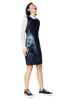 DESIGUAL TWEEDOWO JEANSOWA SUKIENKA MINI (36) ze sklepu SUPELO w kategorii Sukienki - zdjęcie 153253749