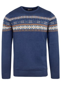 Elegancki Bawełniany Sweter w Norweski Wzór - Niebieski SWKOWRGTI12053marinU ze sklepu JegoSzafa.pl w kategorii Swetry męskie - zdjęcie 153267258
