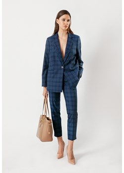 Granatowe spodnie w kratę ze sklepu Molton w kategorii Spodnie damskie - zdjęcie 153278739