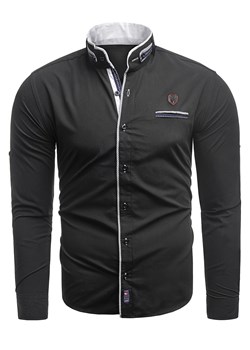 Koszula męska z długim rękawem RL08 - czarna ze sklepu Risardi w kategorii Koszule męskie - zdjęcie 153278756