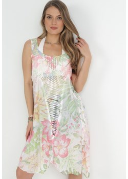 Jasnozielona Sukienka Plażowa z Siateczką i Akwarelowym Wzorem w Kwiaty Araina ze sklepu Born2be Odzież w kategorii Odzież plażowa - zdjęcie 153279925