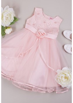 Różowa Długa Sukienka Balowa z Ozdobnym Pasem Perełkami i Koronką Neomeda ze sklepu Born2be Odzież w kategorii Sukienki dziewczęce - zdjęcie 153283618