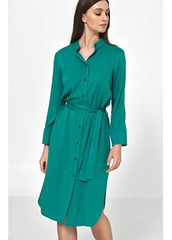 Wiskozowa sukienka midi w kolorze zielonym s217, Kolor zielony, Rozmiar 36, Nife ze sklepu Primodo w kategorii Sukienki - zdjęcie 153325107
