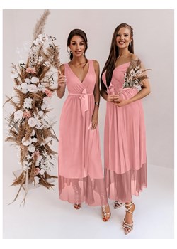 Tiulowa sukienka maxi ALARA - pudrowy róż ze sklepu magmac.pl w kategorii Sukienki - zdjęcie 153334879
