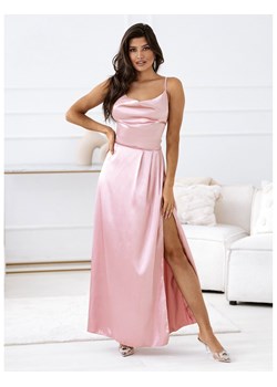 Satynowa sukienka maxi CARDI - pudrowy róż ze sklepu magmac.pl w kategorii Sukienki - zdjęcie 153334925