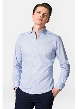 Koszula z Dzianiny Błękitna Mikrowzór Torey ze sklepu Lancerto S.A. w kategorii Koszule męskie - zdjęcie 153341088