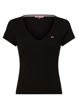 Tommy Jeans T-shirt damski Kobiety Dżersej czarny jednolity ze sklepu vangraaf w kategorii Bluzki damskie - zdjęcie 153352077