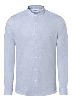 Lindbergh Męska koszula z dodatkiem lnu Mężczyźni Slim Fit len jasnoniebieski marmurkowy stójka ze sklepu vangraaf w kategorii Koszule męskie - zdjęcie 153352105