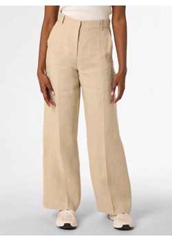 Max Mara Weekend Damskie spodnie lniane Kobiety len beżowy marmurkowy ze sklepu vangraaf w kategorii Spodnie damskie - zdjęcie 153352199