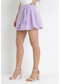 Jasnofioletowa Kopertowa Spódnica Mini z Ozdobnymi Paskami Conia ze sklepu Born2be Odzież w kategorii Spódnice - zdjęcie 153374979