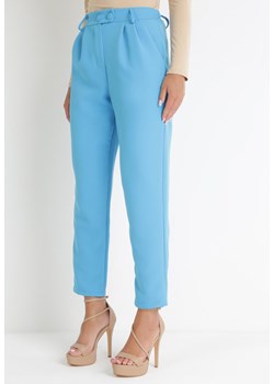 Niebieskie Spodnie Cygaretki z Wysokim Stanem i Gumką w Pasie Elexis ze sklepu Born2be Odzież w kategorii Spodnie damskie - zdjęcie 153377198