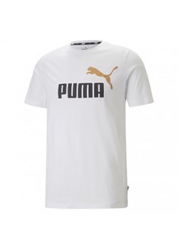 Męski t-shirt z nadrukiem PUMA ESS+ 2 COLOUR LOGO TEE - biały ze sklepu Sportstylestory.com w kategorii T-shirty męskie - zdjęcie 153386377