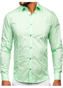 Koszula męska elegancka z długim rękawem miętowa Bolf 6944 ze sklepu Denley w kategorii Koszule męskie - zdjęcie 153437657