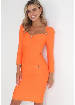 Pomarańczowa Sukienka Dopasowana Callaleia ze sklepu Born2be Odzież w kategorii Sukienki - zdjęcie 153469659