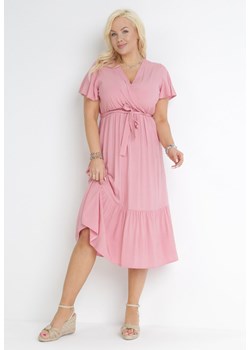 Różowa Sukienka Rozkloszowana z Wiązanym Paskiem Firiel ze sklepu Born2be Odzież w kategorii Sukienki - zdjęcie 153469789
