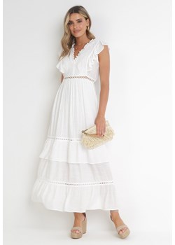 Biała Rozkloszowana Sukienka Maxi z Falbankami Teara ze sklepu Born2be Odzież w kategorii Sukienki - zdjęcie 153470005