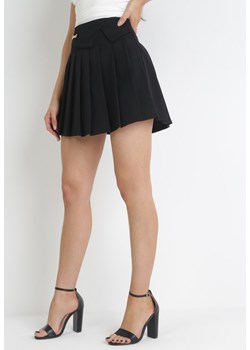 Czarna Rozkloszowana Spódnica Mini z Zakładkami Phexis ze sklepu Born2be Odzież w kategorii Spódnice - zdjęcie 153472986