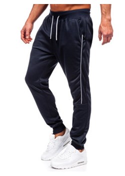 Granatowe spodnie męskie joggery dresowe Denley 8K201 ze sklepu Denley w kategorii Spodnie męskie - zdjęcie 153509636