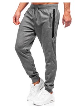 Szare spodnie męskie joggery dresowe Denley 8K212A ze sklepu Denley w kategorii Spodnie męskie - zdjęcie 153509658
