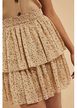 Spódnica mini z falbanami ciemnobeżowa ze sklepu Moodo.pl w kategorii Spódnice - zdjęcie 153522337