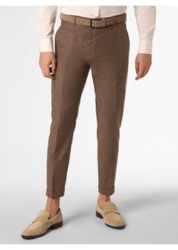 Strellson Męskie spodnie od garnituru modułowego z dodatkiem lnu Mężczyźni Slim Fit Bawełna czekoladowy wypukły wzór tkaniny ze sklepu vangraaf w kategorii Spodnie męskie - zdjęcie 153529967