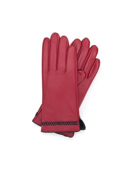 Damskie rękawiczki skórzane z obszyciem w kłos czerwone ze sklepu WITTCHEN w kategorii Rękawiczki damskie - zdjęcie 153594629