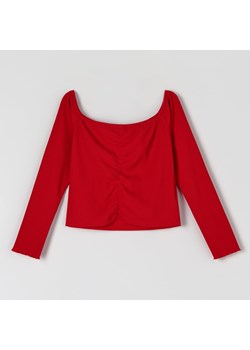 Sinsay - Bluzka z marszczeniem - Czerwony ze sklepu Sinsay w kategorii Bluzki damskie - zdjęcie 153605478