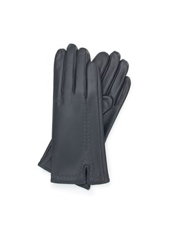 Damskie rękawiczki skórzane z ozdobnym stębnowaniem ciemnoszare ze sklepu WITTCHEN w kategorii Rękawiczki damskie - zdjęcie 153637035