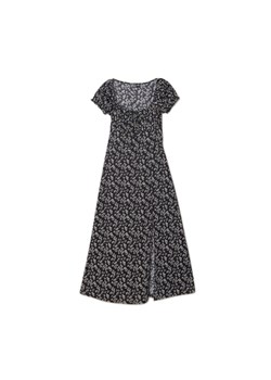 Cropp - Sukienka midi w kwiaty - czarny ze sklepu Cropp w kategorii Sukienki - zdjęcie 153673617
