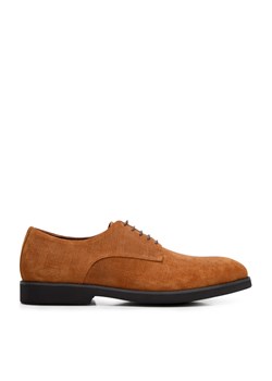Męskie buty derby z tłoczonego zamszu brązowe ze sklepu WITTCHEN w kategorii Buty eleganckie męskie - zdjęcie 153682266