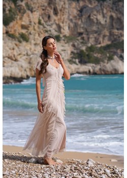 Sukienka tiulowa beżowa maxi Lyana ze sklepu Lidia Kalita w kategorii Sukienki - zdjęcie 153683856