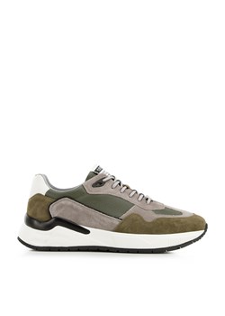 Męskie sneakersy skórzane z zamszowymi wstawkami zielono-szare ze sklepu WITTCHEN w kategorii Buty sportowe męskie - zdjęcie 153700277