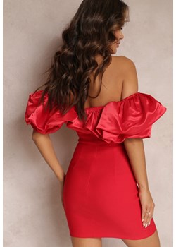 Czerwona Dopasowana Sukienka Mini z Falbanami Denime ze sklepu Renee odzież w kategorii Sukienki - zdjęcie 153740298