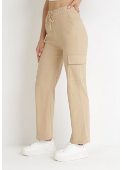 Beżowe Spodnie Cargo z Gumką i Sznurkiem w Pasie Conradia ze sklepu Born2be Odzież w kategorii Spodnie damskie - zdjęcie 153740506