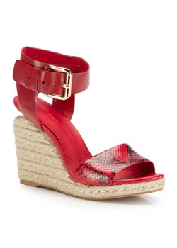Damskie sandały skórzane z grubym paskiem czerwone ze sklepu WITTCHEN w kategorii Espadryle damskie - zdjęcie 153743146
