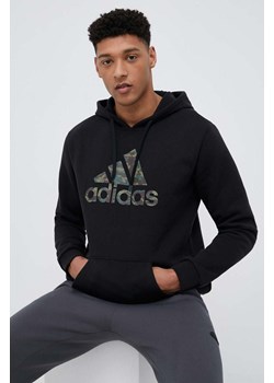 adidas bluza męska kolor czarny z kapturem wzorzysta ze sklepu ANSWEAR.com w kategorii Bluzy męskie - zdjęcie 153747365