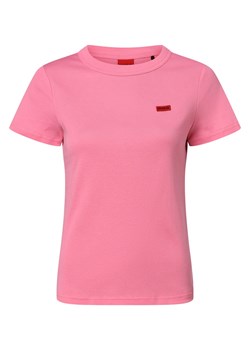 HUGO T-shirt damski Kobiety Bawełna różowy jednolity ze sklepu vangraaf w kategorii Bluzki damskie - zdjęcie 153750196