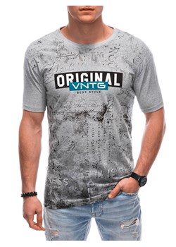 T-shirt męski z nadrukiem 1792S - szary ze sklepu Edoti w kategorii T-shirty męskie - zdjęcie 153770156
