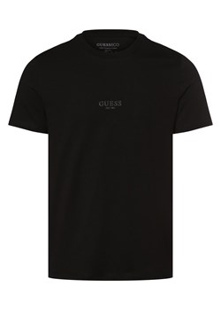 GUESS T-shirt męski Mężczyźni Bawełna czarny jednolity ze sklepu vangraaf w kategorii T-shirty męskie - zdjęcie 153783767