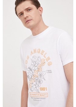 Guess t-shirt bawełniany kolor biały z aplikacją ze sklepu ANSWEAR.com w kategorii T-shirty męskie - zdjęcie 153788157