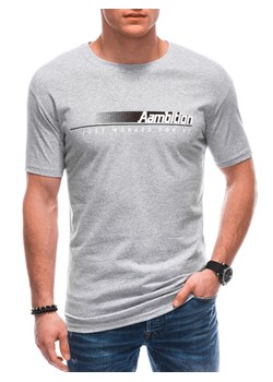 T-shirt męski z nadrukiem 1799S - szary ze sklepu Edoti w kategorii T-shirty męskie - zdjęcie 154076386