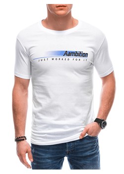 T-shirt męski z nadrukiem 1799S - biały ze sklepu Edoti w kategorii T-shirty męskie - zdjęcie 154076389