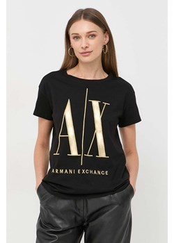 Armani Exchange t-shirt bawełniany kolor czarny 8NYTMX YJG3Z NOS ze sklepu ANSWEAR.com w kategorii Bluzki damskie - zdjęcie 154079449
