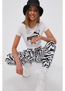 Puma T-shirt bawełniany 586774 kolor biały ze sklepu ANSWEAR.com w kategorii Bluzki damskie - zdjęcie 154079919