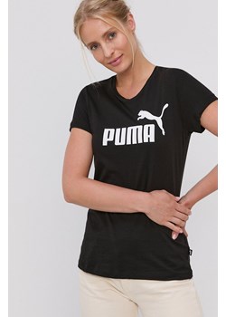 Puma T-shirt bawełniany 586774 kolor czarny ze sklepu ANSWEAR.com w kategorii Bluzki damskie - zdjęcie 154079925